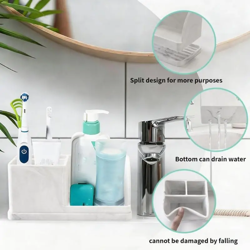 

Планировщик столешницы ванной комнаты с несколькими разделами для держателя зубной щетки и предметов 8,13 кс 3,8 дюйма Д2РД