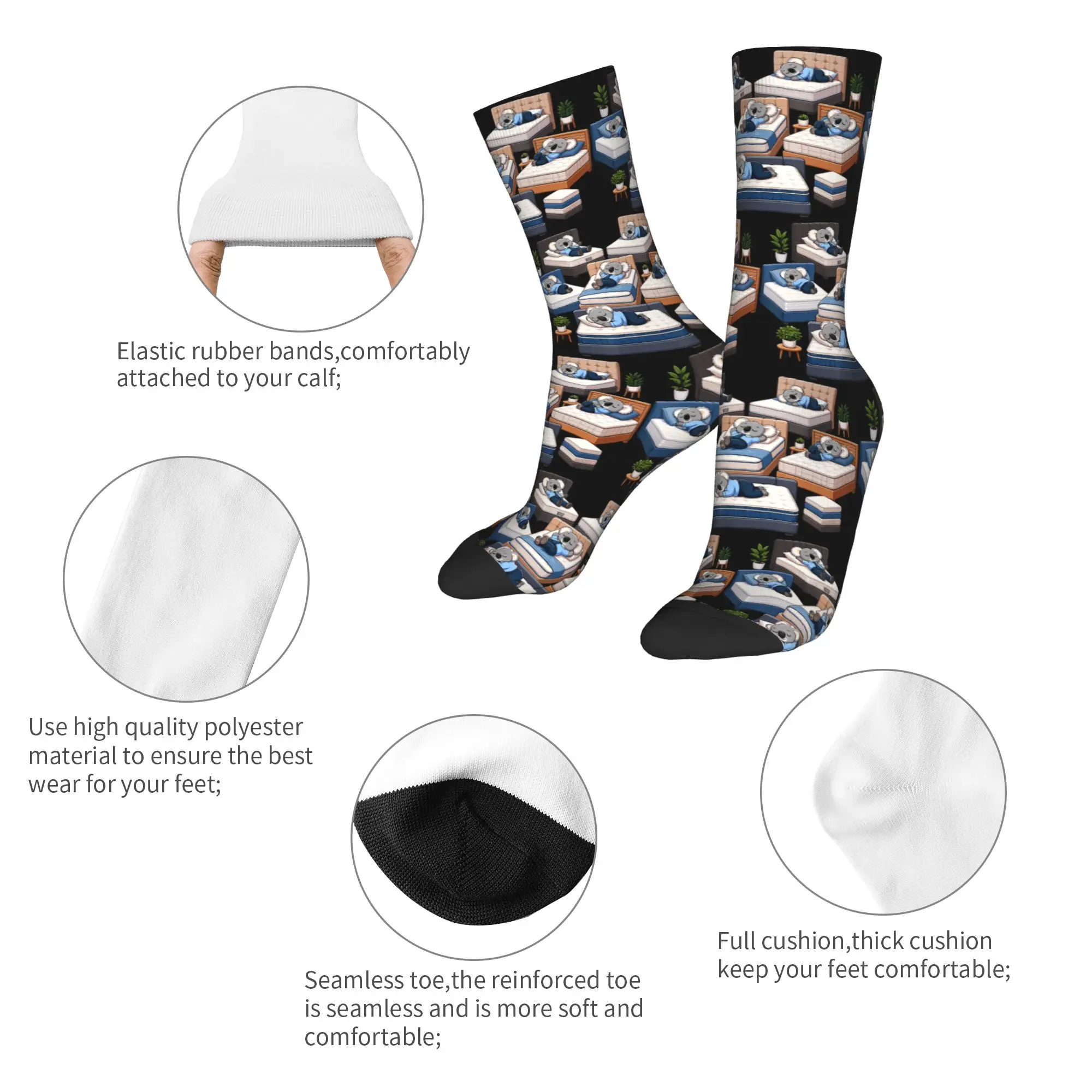 New Male Men Socks Casual Cute Lazy Koala Bear Napping Dress Sock Polyester  Graphic Women Socks Spring Summer Autumn Winter