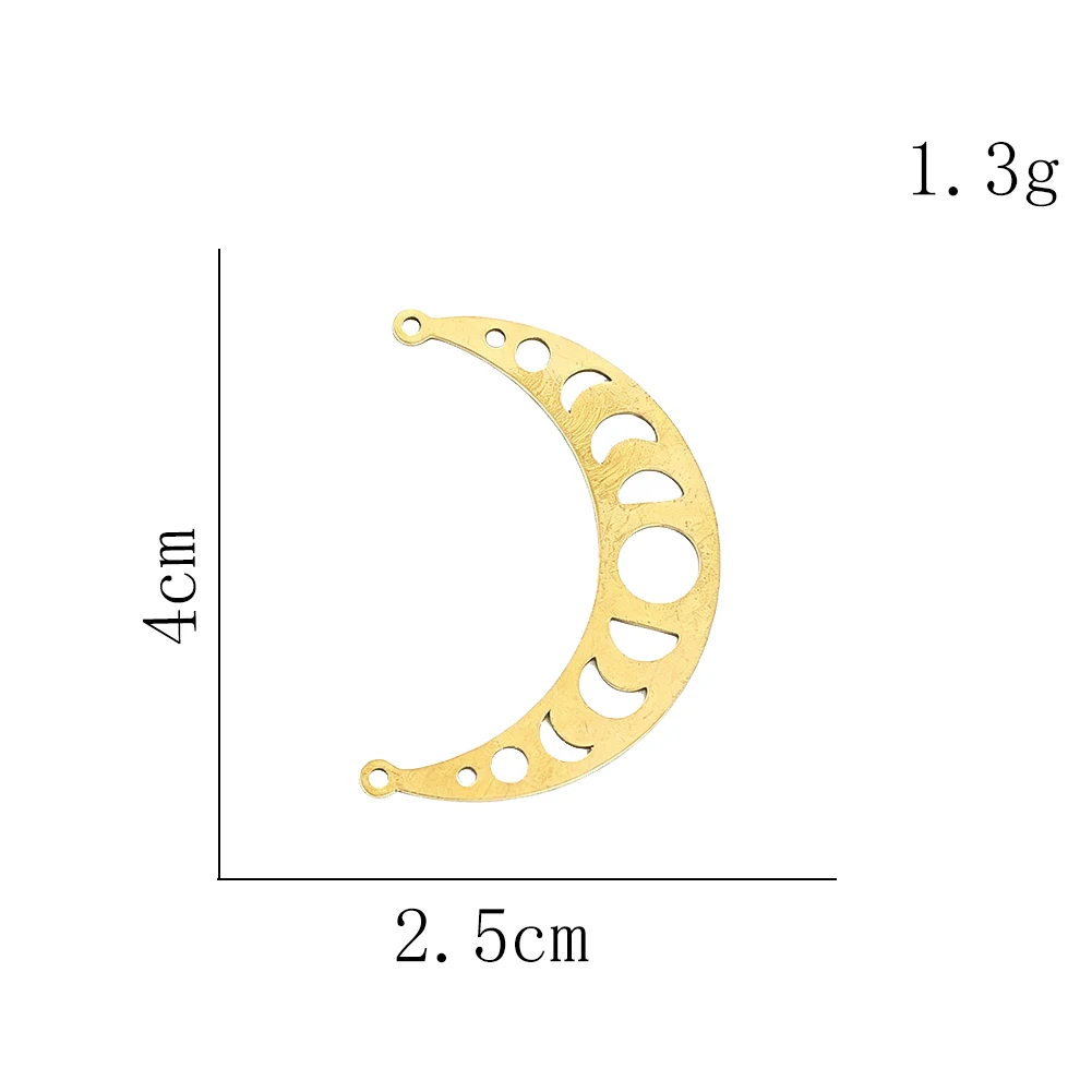 Gold Moon Phase Charm 4cm Hollow Crescent Moon Pendant with Double Holes for DIY Jewelry Making Necklace Earring Craft Findings