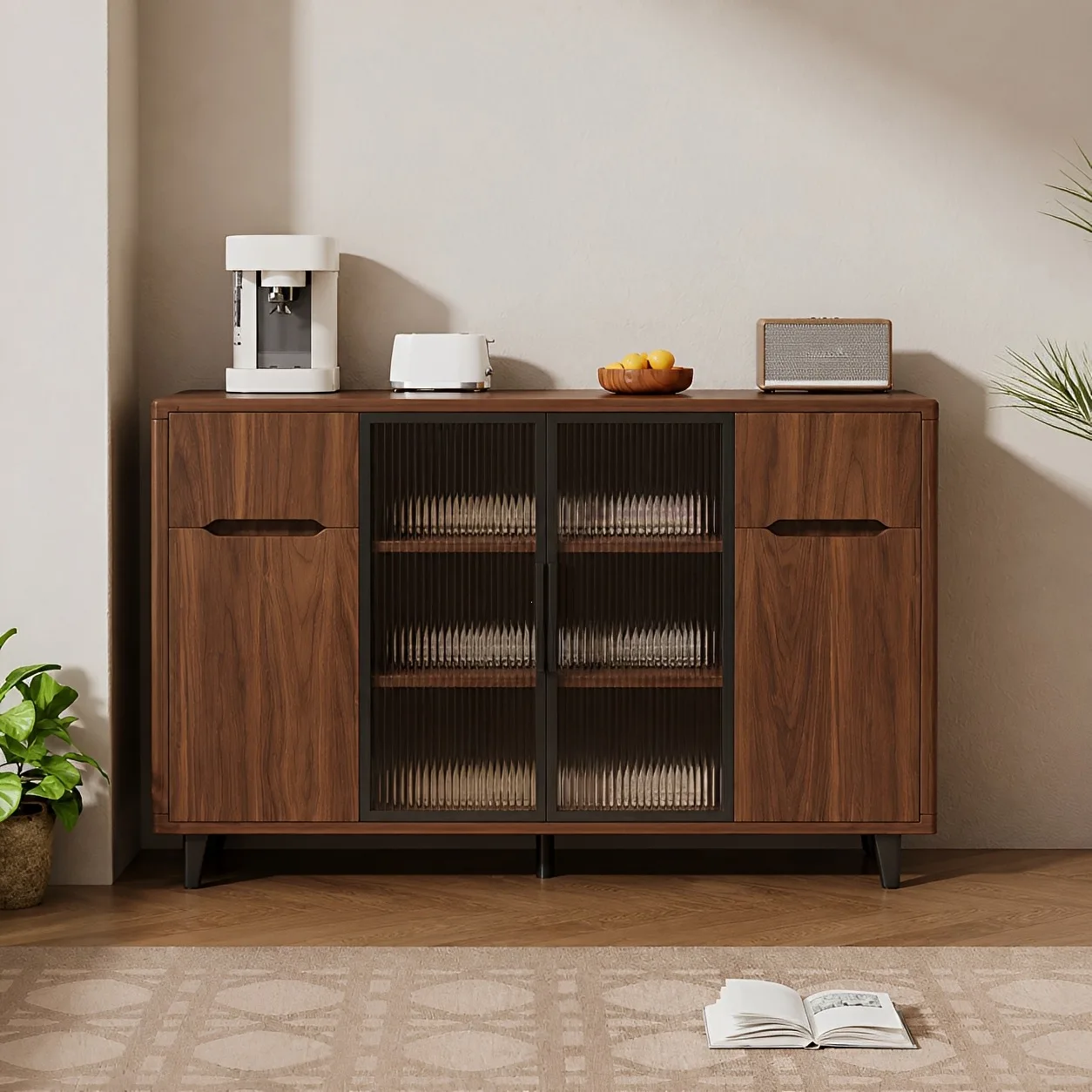 Solid wood dining side cabinet integrated storage cabinet  household living room locker floor storage cabinet side cabine