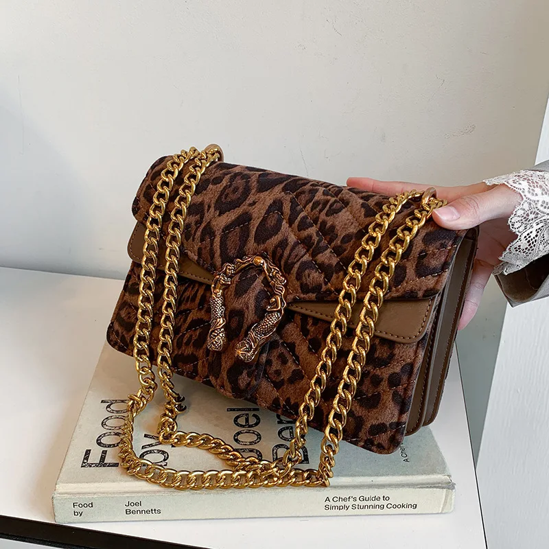 

High - Quality Leopard - Print Women's Shoulder Bags. New - Style Underarm Bags with Chain and Cross - Body Functions.