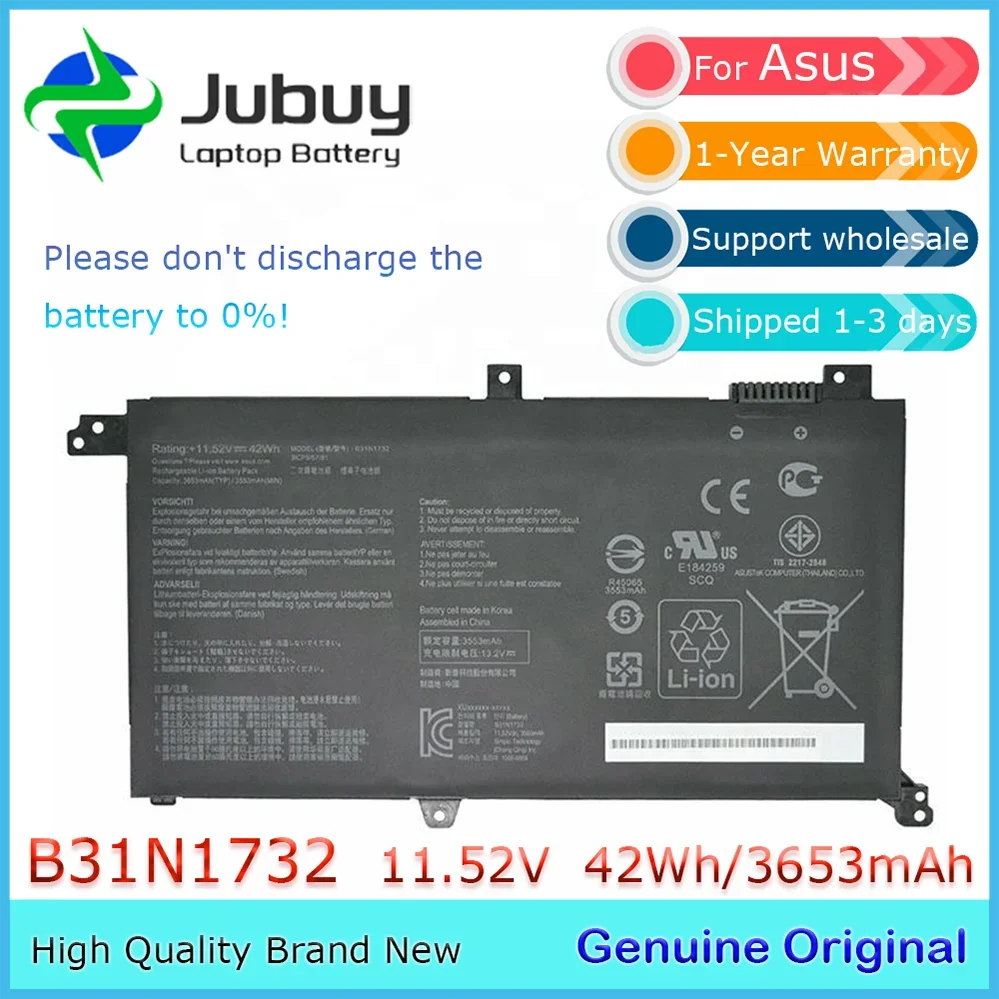 

Original 11.52V 42Wh B31N1732 Notebook Battery for ASUS X430FN VX60G B31BI9H VivoBook S14 S430FA