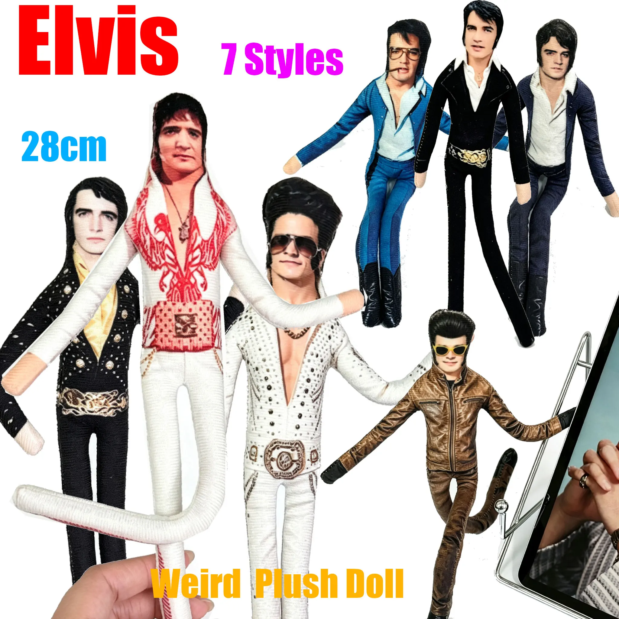Novelty Elvis Abstract Funny Bendable Plush Doll, Wire Skeleton Pose‑able Stuffed Toy, Collectible Figure Merchandise