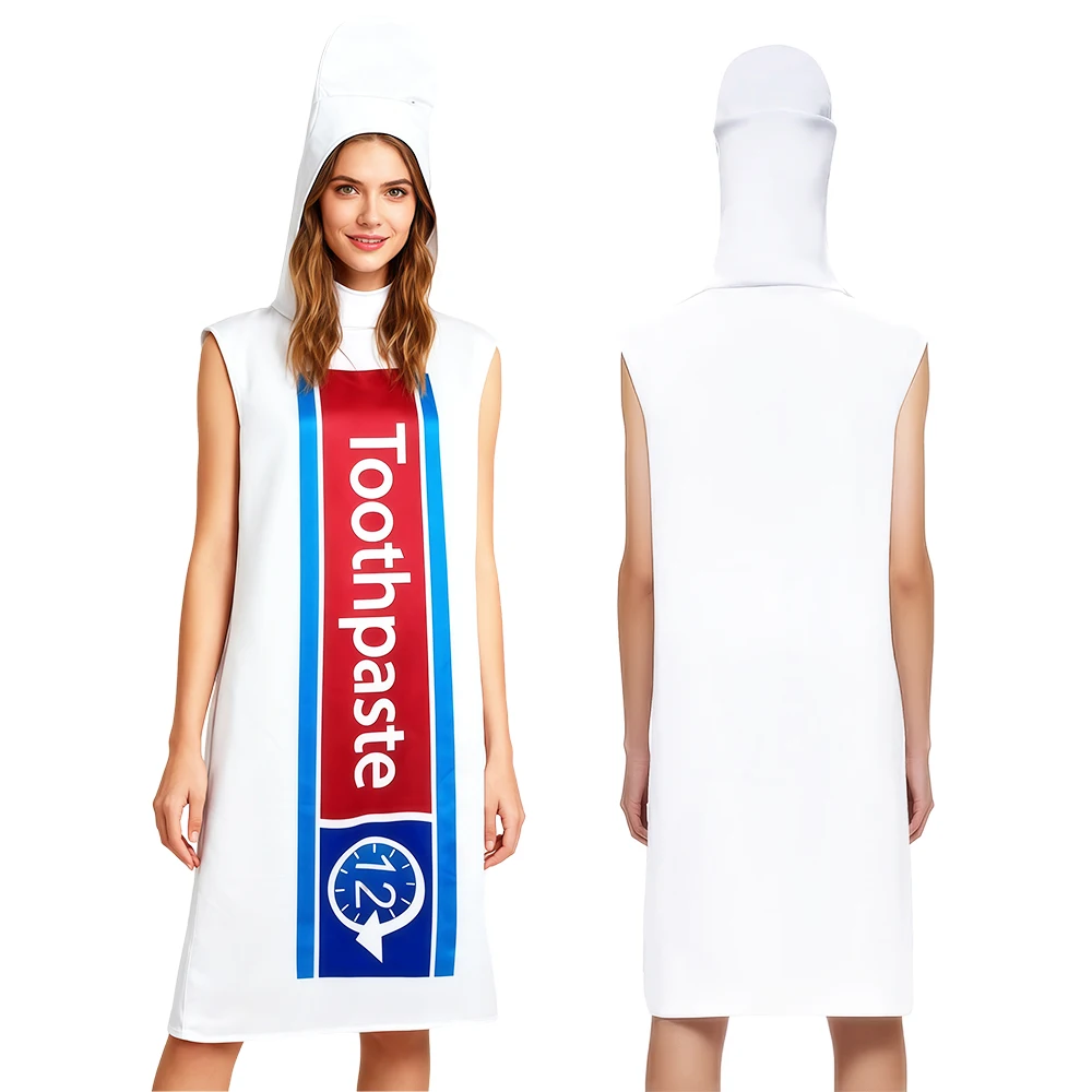 Pasta de dientes, cepillo de dientes, disfraces divertidos de Halloween para parejas, actuación de fiesta, accesorios de comedia, disfraces de Cosplay para parejas