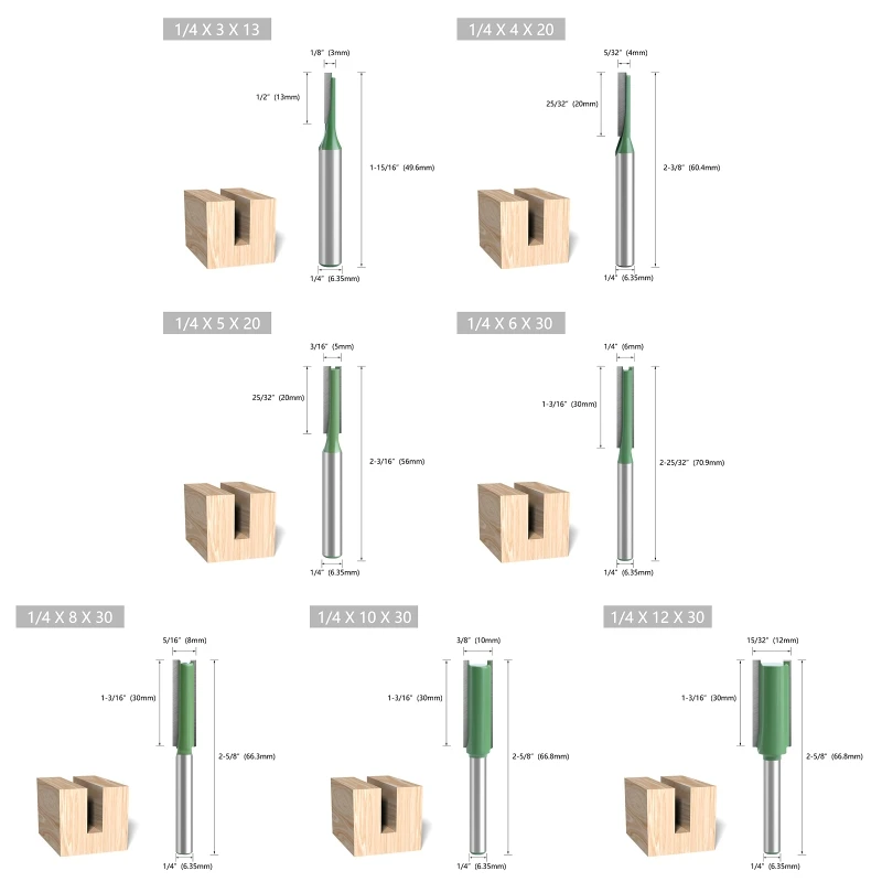 Công cụ cắt phay 1/4 inch cho gỗ Máy cắt chế biến gỗ Sợi nhựa cứng M4YD