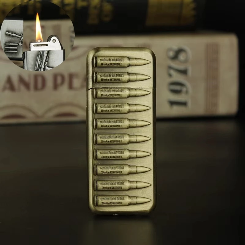 New Creative Metal Grinding Wheel Open Flame Ultra-thin Compact Relief Portable Gas Lighter Smoking Gift Cigarette Accessories