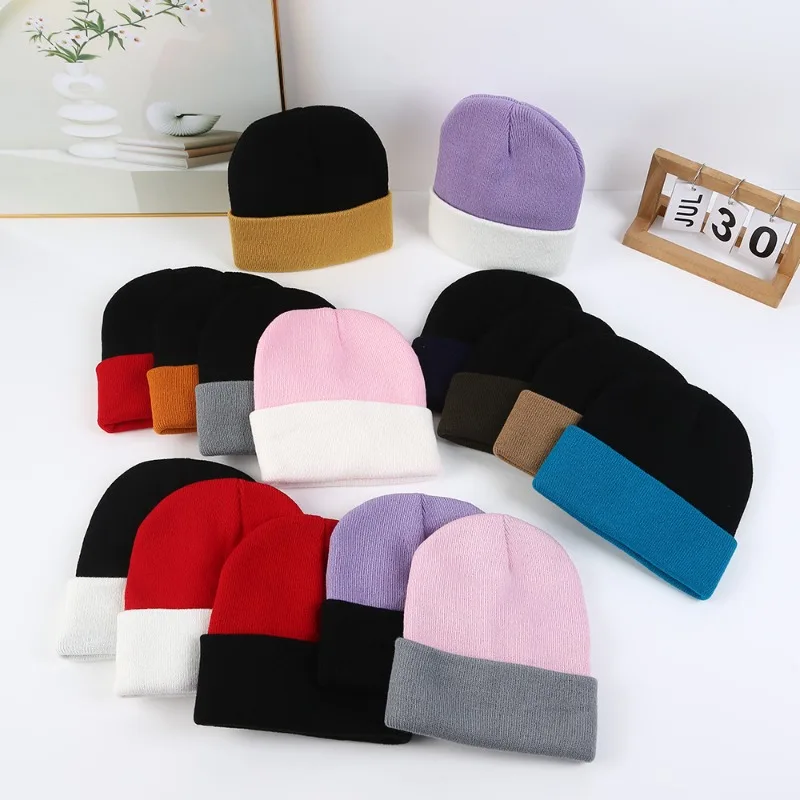 New Outdoor Men Women Versatile Knitted Hat Fashion Couple Cold Hat Autumn Winter Warm Fleece Beanie Cap Windproof