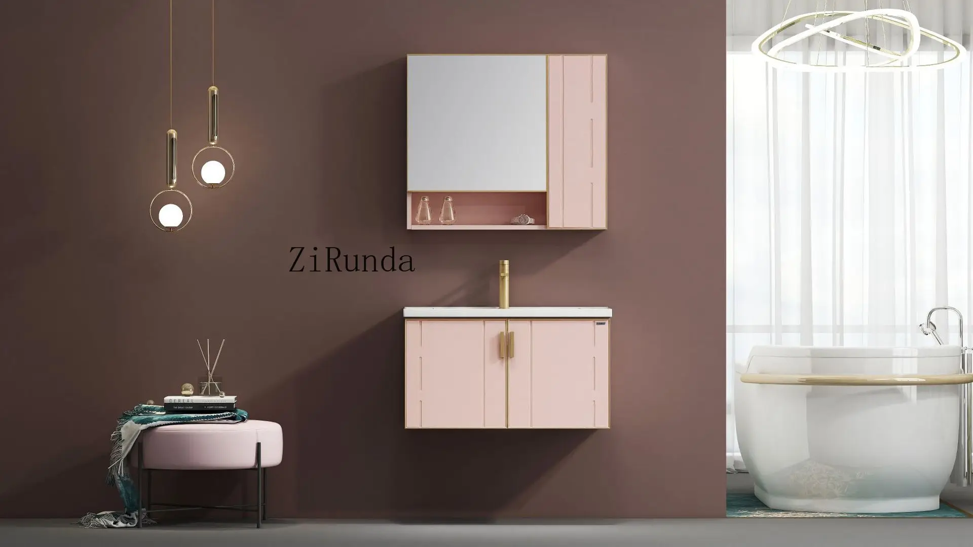 Armário de banheiro integrado de cerâmica montado na parede conjunto de banheiro lavatório banheiro simples