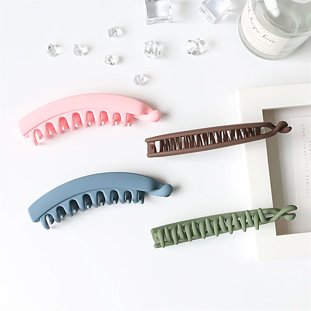 Frosted Hair Clips Solid Color Banana Clip Headwear Women\'s Hair Accessories Fashion Ponytail Crab Barrettes