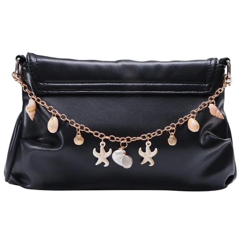 Multi-layer Metal Chain Strap DIY Personality Sea Star Conch Shell Pendent Ornament Shoulder Bag Chains Straps Accessories