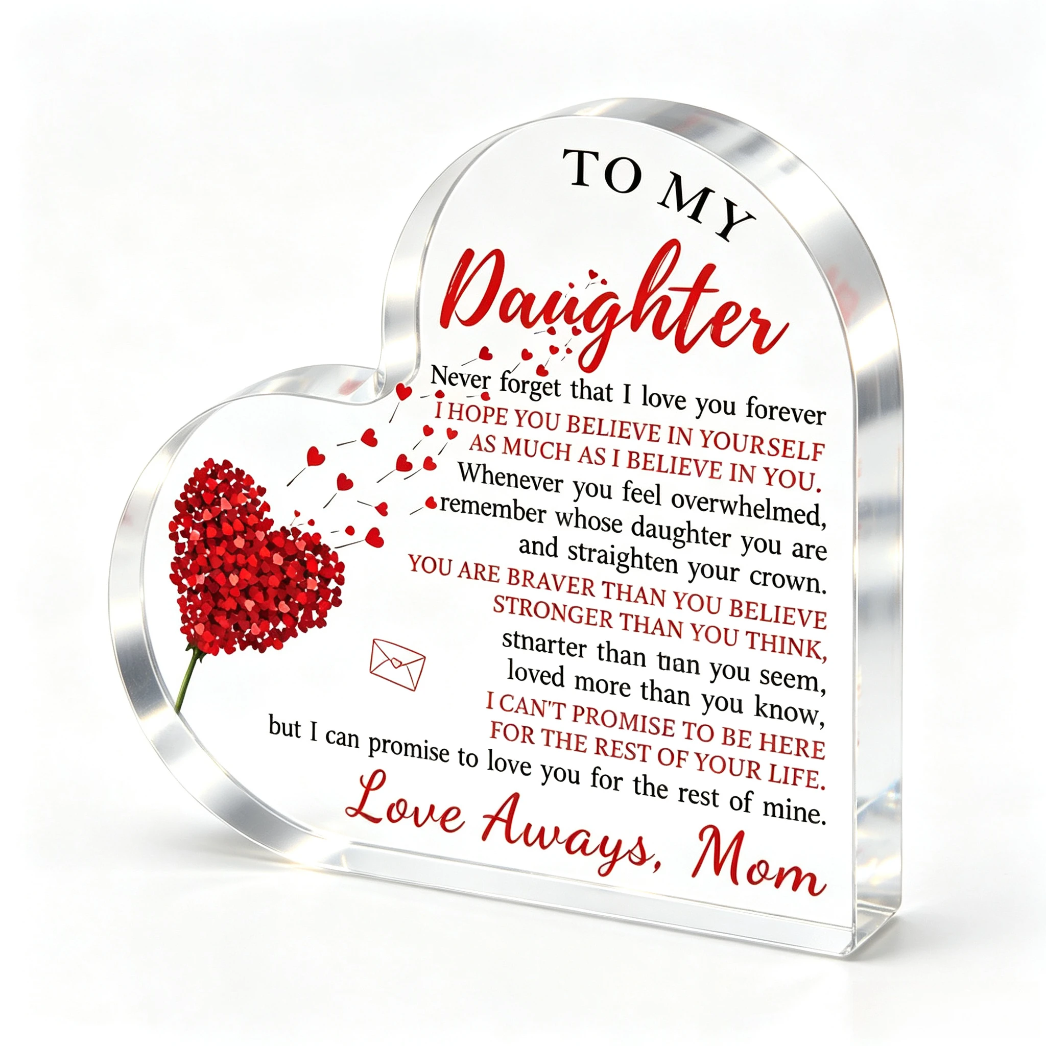 Romantic Red Heart‑Bouquet Heart‑Shaped Acrylic Ornament, Sentimental Birthday Graduation Present from Mom
