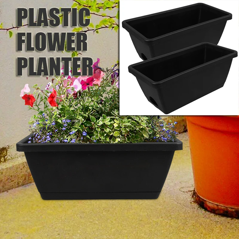 

Nice 2 Sets Planter Plastic Flower Pots Long Outdoor Nursery For Plants Flowerpot Containers Automatic Trough Decorative Flower
