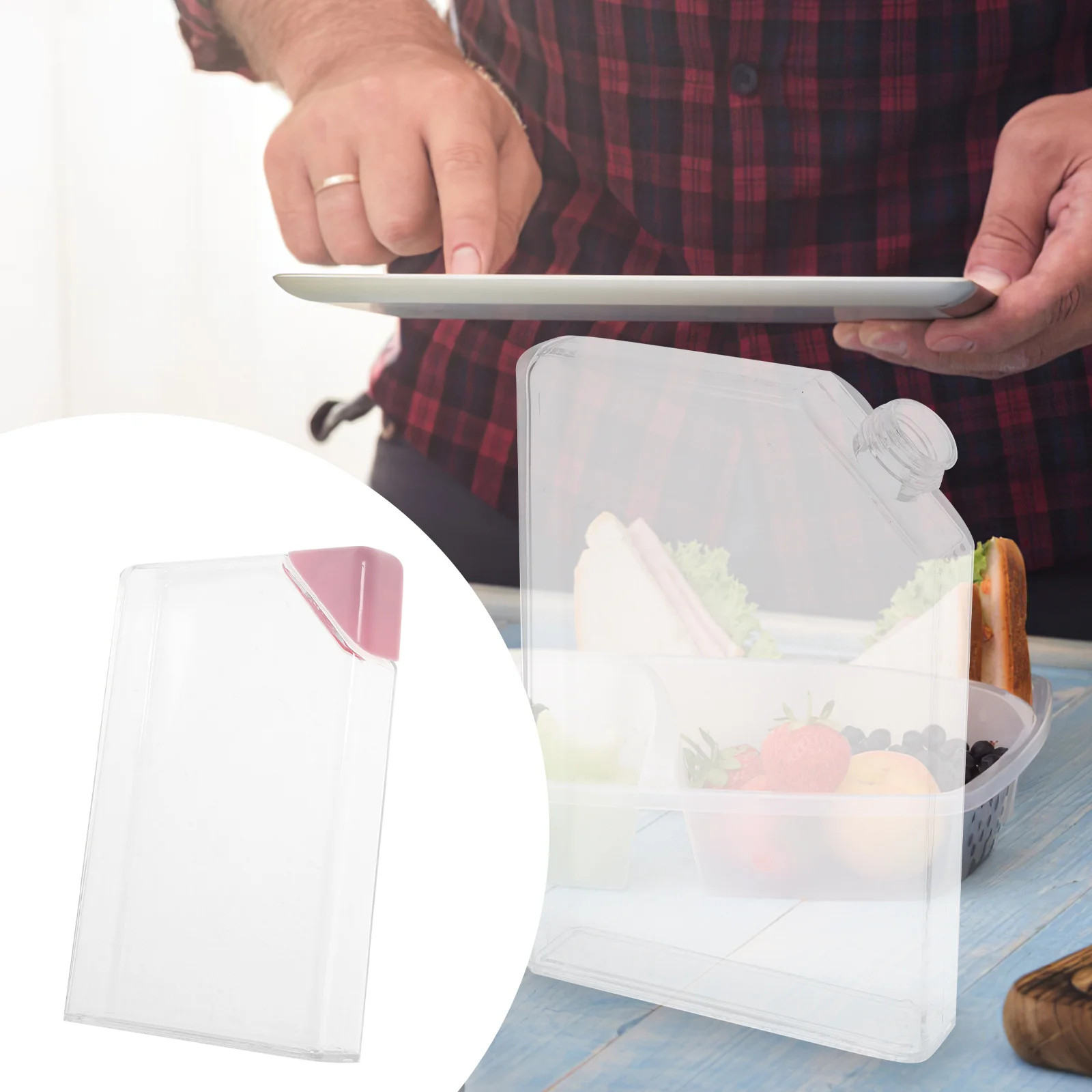 

Flat Water Bottle Transparent 450ml Portable Travel Flask Compact Lightweight Durable Water Container for Purse School Bag