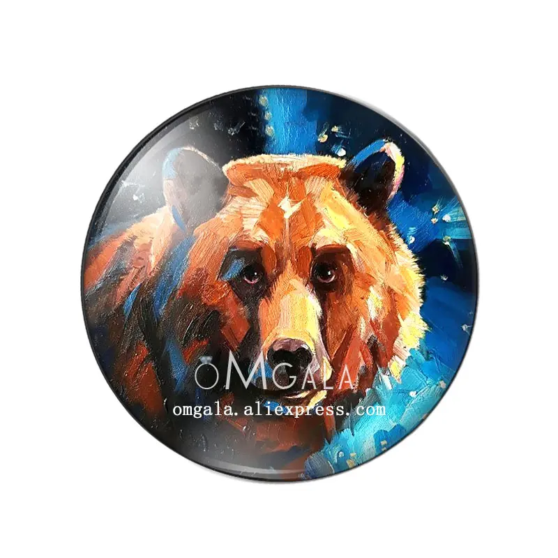 Akwarela niedźwiedź obrazy wzór zwierzęcy 12mm/14mm/18mm/20mm/25mm okrągły szklany kaboszon demo płaski powrót dokonywanie ustaleń — zdjęcie 6