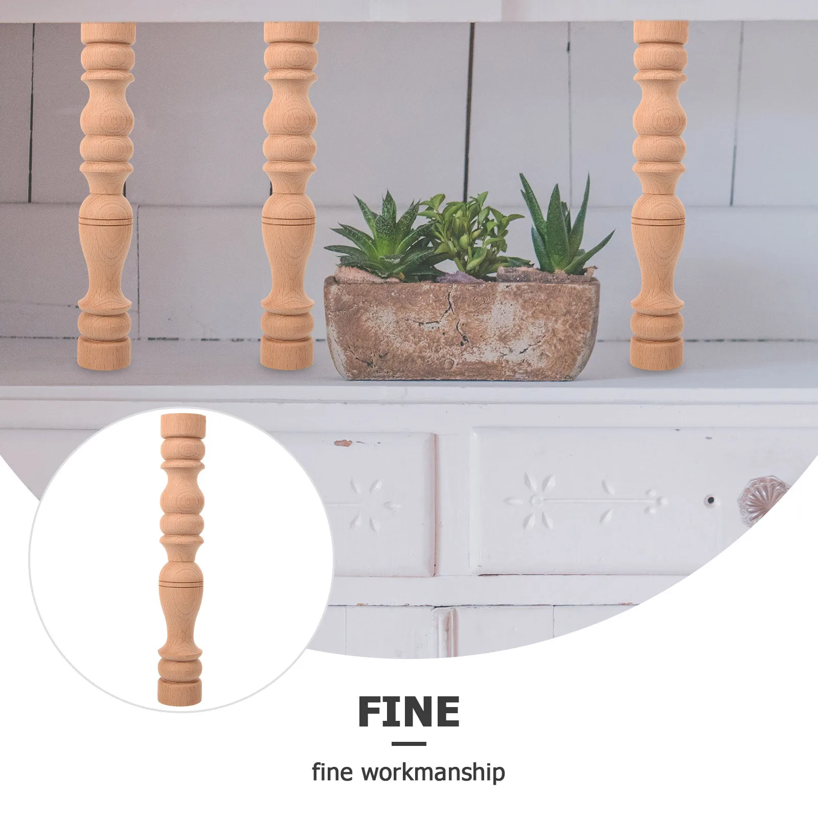 

Solid Wood Roman Column Head Unfinished Cabinet Post Decorative Furniture Part For Shoe Wine Rack Home Storage