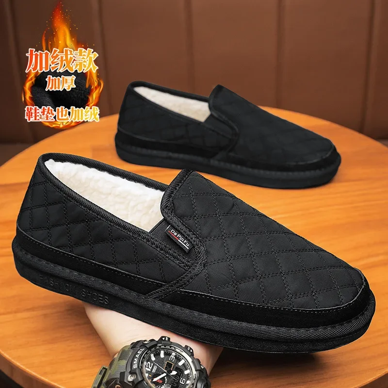 

Зимняя хлопковая мужская обувь, теплая легкая обувь без шнуровки на плоской подошве, плюшевые домашние хлопковые лоферы для спальни, зимняя теплая обувь, Zapatillas Hombre
