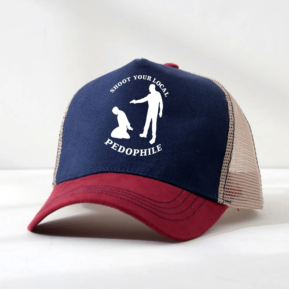 ‌Shoot Your Local Pedophile hat Funny Sarcastic hat Summer Mens cool Mesh Breathable Adjustable Hat for Men Women Baseball Cap