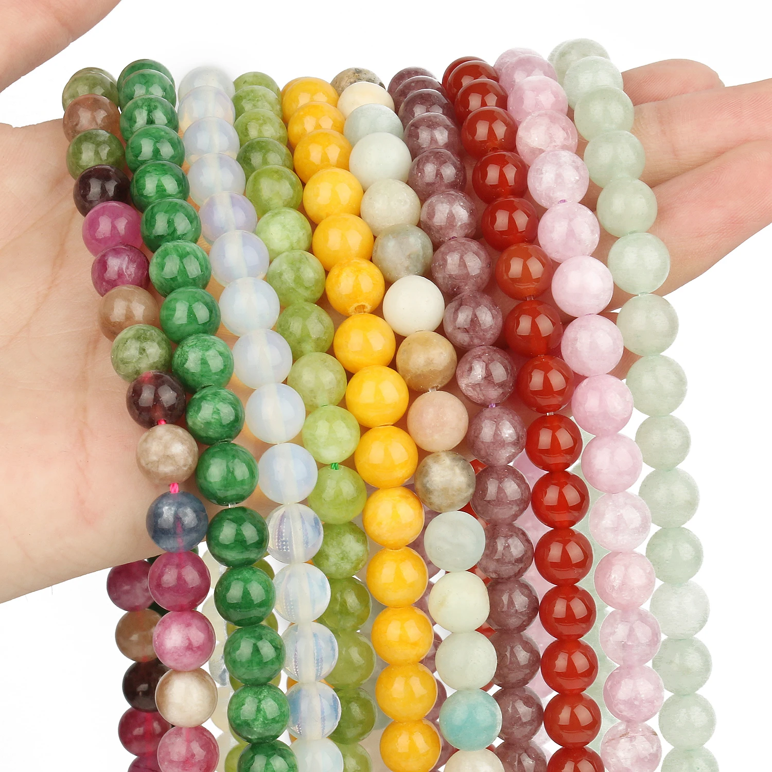 Natural Tiger Eye Agate Jade Howlite Minerals Bead Round Loose Stone Beads for Jewelry Making DIY Handcraft Bracelet 4-12mm 15\'\'