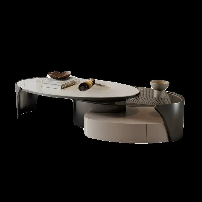 

Minimalist Tempered Glass Coffee Table Retractable Modern Small Apartment Living Room Light Luxury High Sense