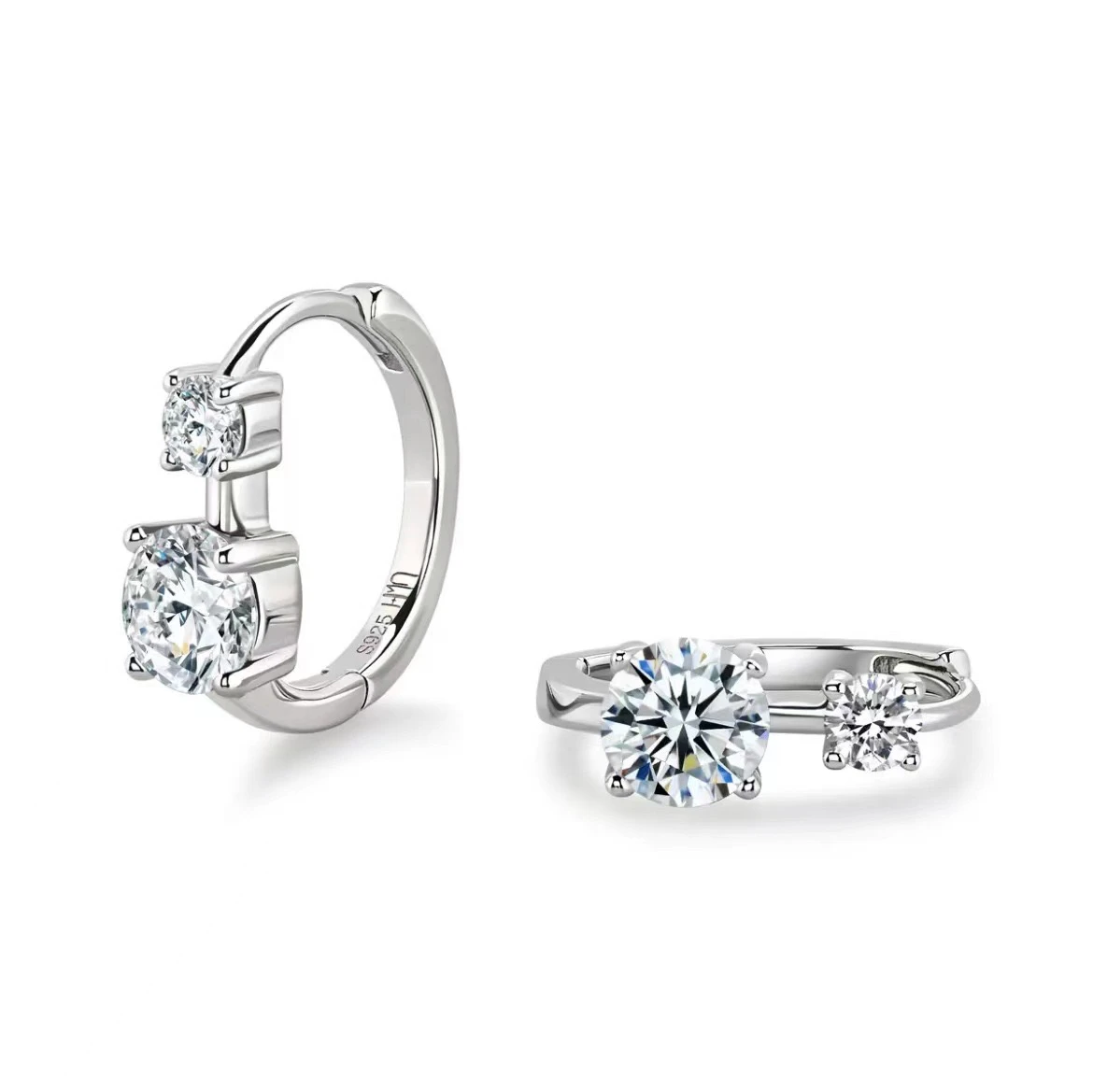 

Twin-Stone Moissanite Earrings for Women in 18K White Gold Plated Sterling Silver