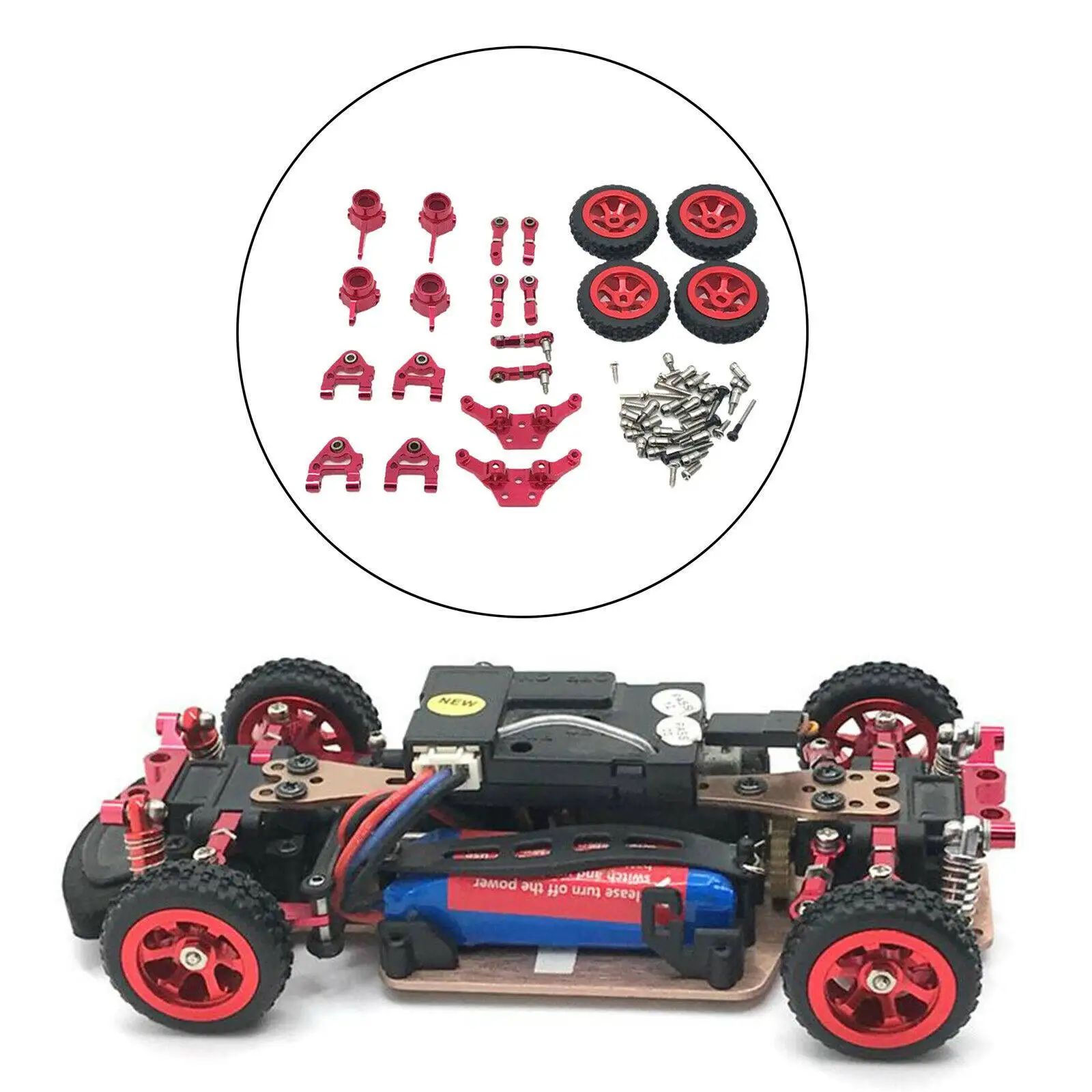 1:28 mozzo dello sterzo bracci oscillanti Kit di pneumatici per montaggio Shock per Wltoys P929 P939 K969 K979 K989 K999 1/28 Rc Drift Car Metal