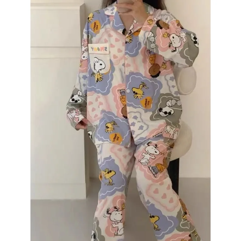 Novo amendoim snoopy bidimensional anime periféricos personalidade criativa impressão dos desenhos animados estudante loungewear manga longa conjunto presente