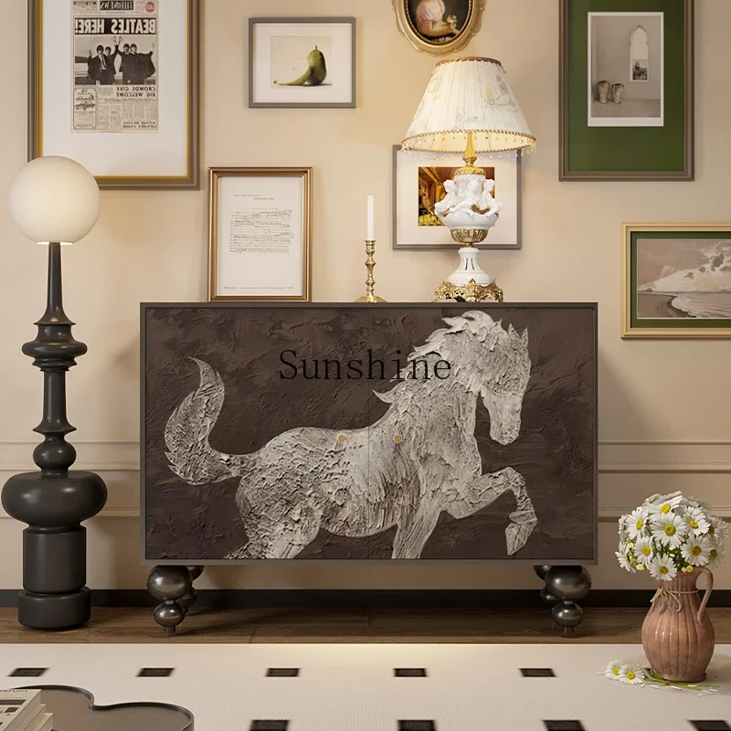 

Wabi Sand Wind is successful, living room against the wall, solid wood locker, tea cabinet