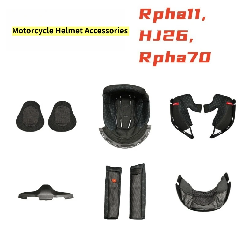 HJ26 Helmet Inner Padding Fit HJC RPHA11 RPHA70 Full Face Helmet Top Liner Cheek Pad Chin Strap Chin Net Replacement Accessories