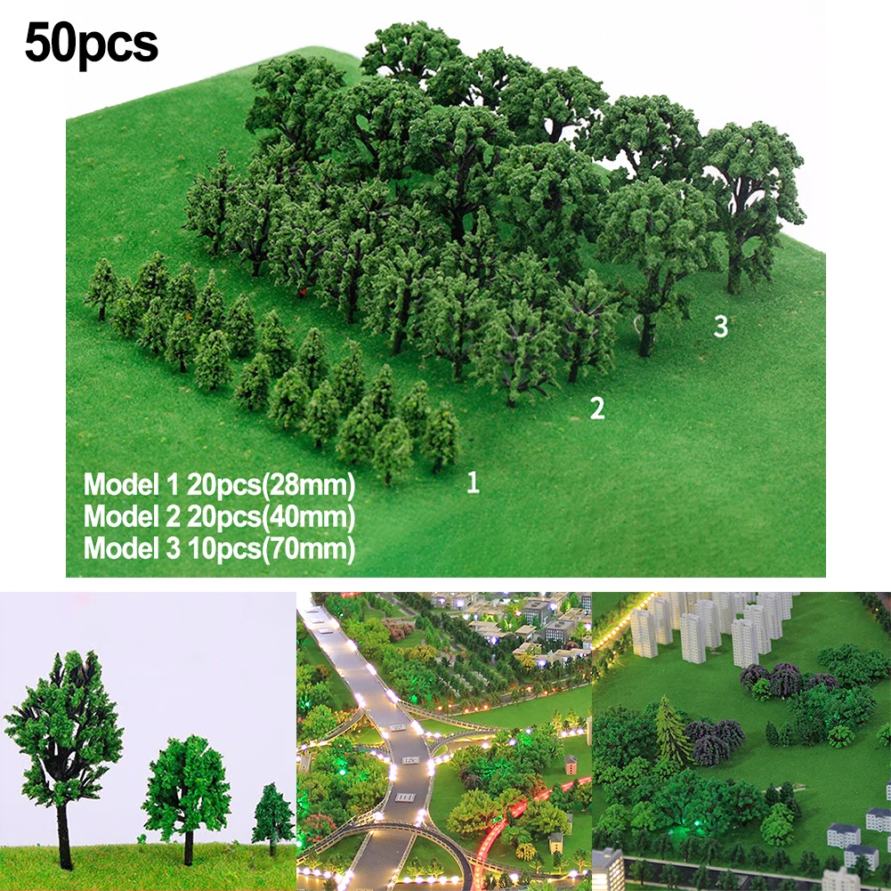 

50PCS Miniature Trees Model Train Railroad Wargame Scenery Landscape Scale DIY Accessories Home Decor Sand Table Models