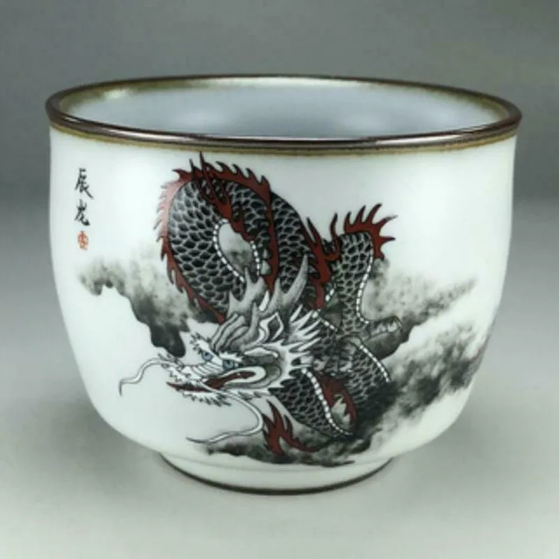 

100ml Kungfu Tea Cup Chinese Jingdezhen Porcelain Dragon Pattern Teacup
