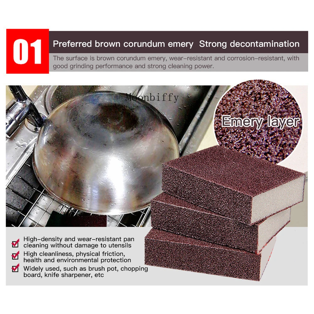 1 pz Carborundum spugna melamina smeriglio spugna pentola pennello per rimuovere ruggine Pan disincrostante pulito strofinare casa cucina Gadget