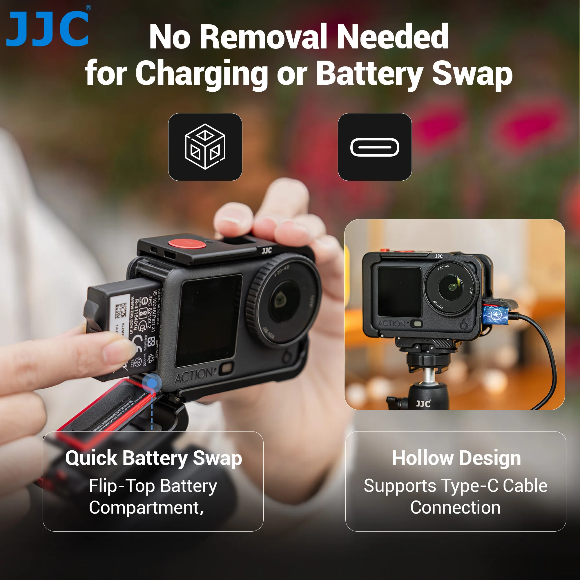 DJI 오즈모 액션 6 스트리트 사진 촬영용 JJC 메탈 스트리트 그립 키트, 셔터 버튼이 있는 마그네틱 그립, 카메라 그립 핸들 홀더