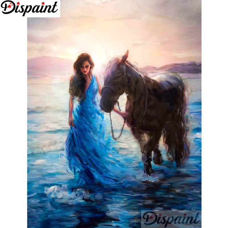 

Dispaint Full Square/Round Drill 5D DIY Diamond Painting "Beauty horse" Embroidery Cross Stitch 3D Home Decor A12731