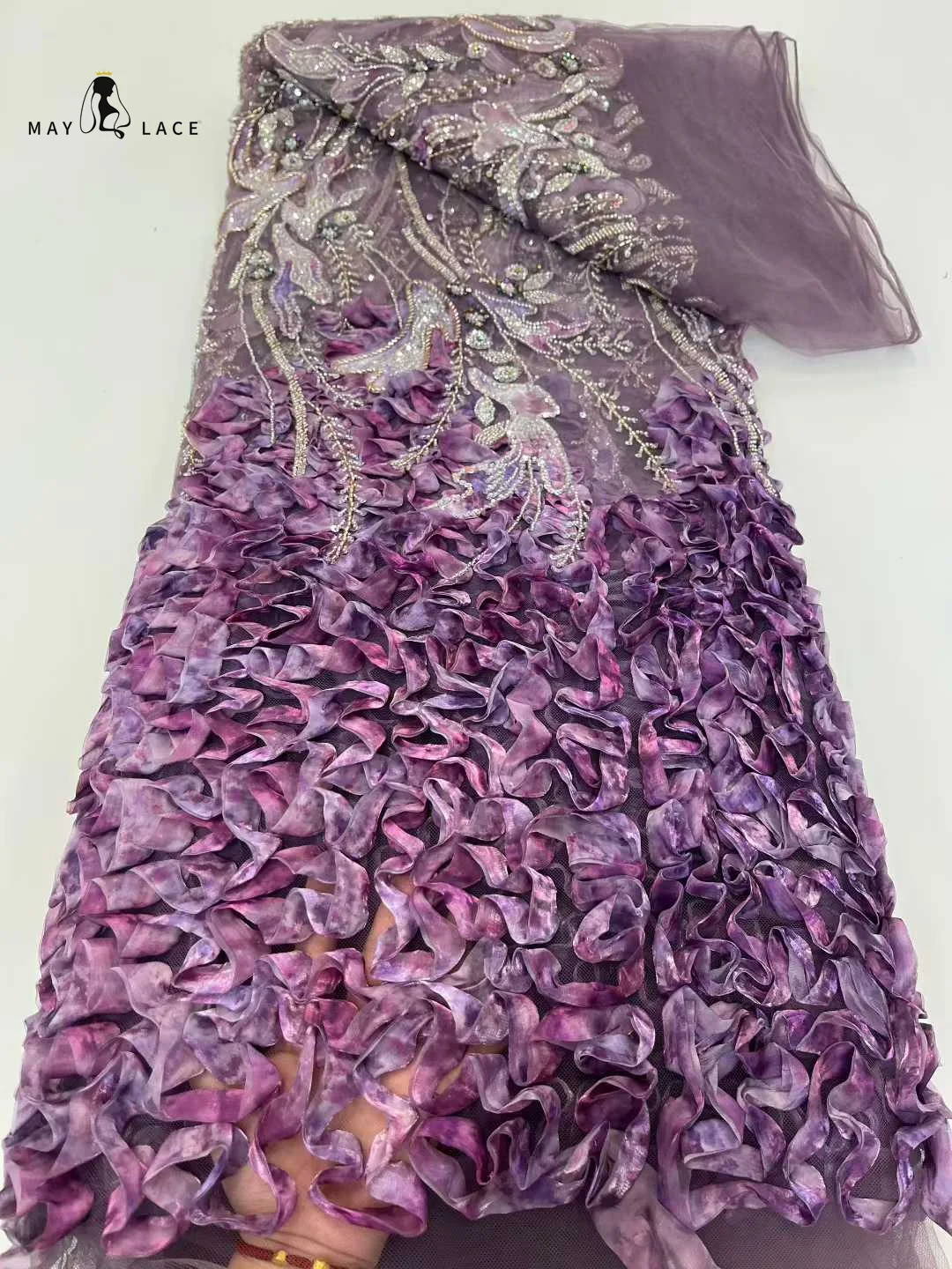 

Flower Fabric French Nigerian African Fabric 2025 For Couture Sewing Beaded Wedding Evening Dress Prom Gown Clothing Decorations