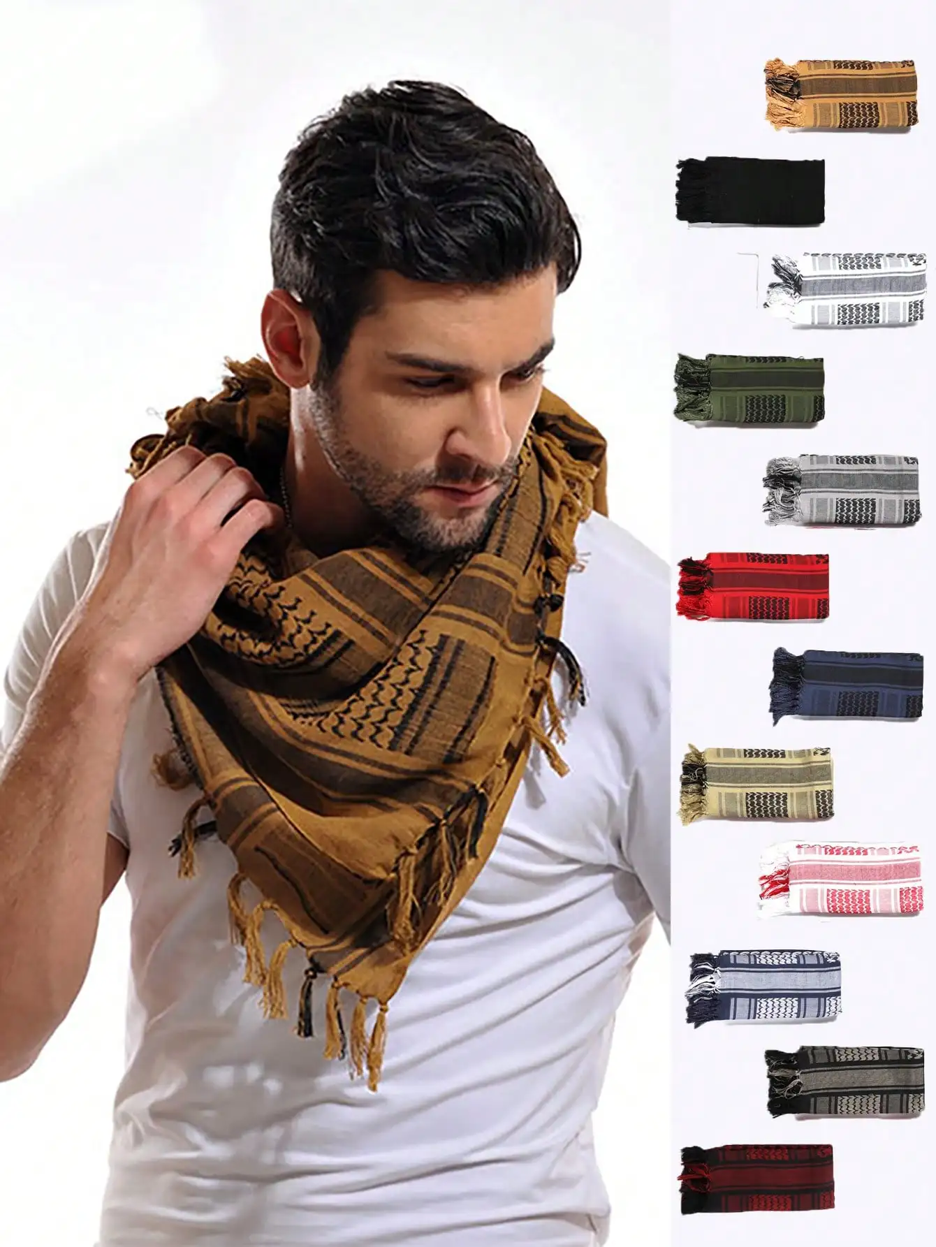 1pc Classic Bohemian Style Large Scarf, Traditional Tassel Crafted Linen Vintage Personalized, Men Accessories Men Scarves