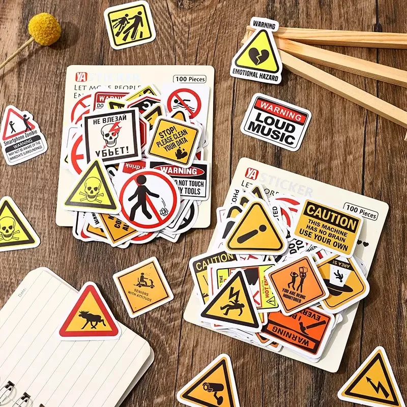 10/50/100 قطعة تحذير نمط تسجيل ملصقات حزمة Skateboard بها بنفسك سكيت دراجة نارية حقيبة القرطاسية الشارات ديكور الهاتف المحمول اللعب #6