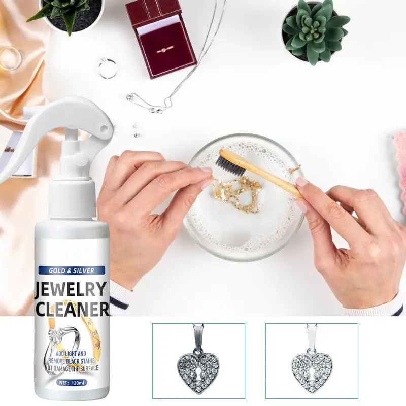 Jewelry Cleaner Spray 120ml Instant Tarnish Remover Quick Jewelry Cleaner Solution Anti Tarnish Silver Polish Rust Spray For