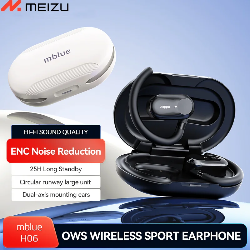 

MEIZU mblue H06 TWS Wireless Earbuds Waterproof HIFI Sports Reduction Bluetooth Earphone for Xiaomi 360mAh Charging Case
