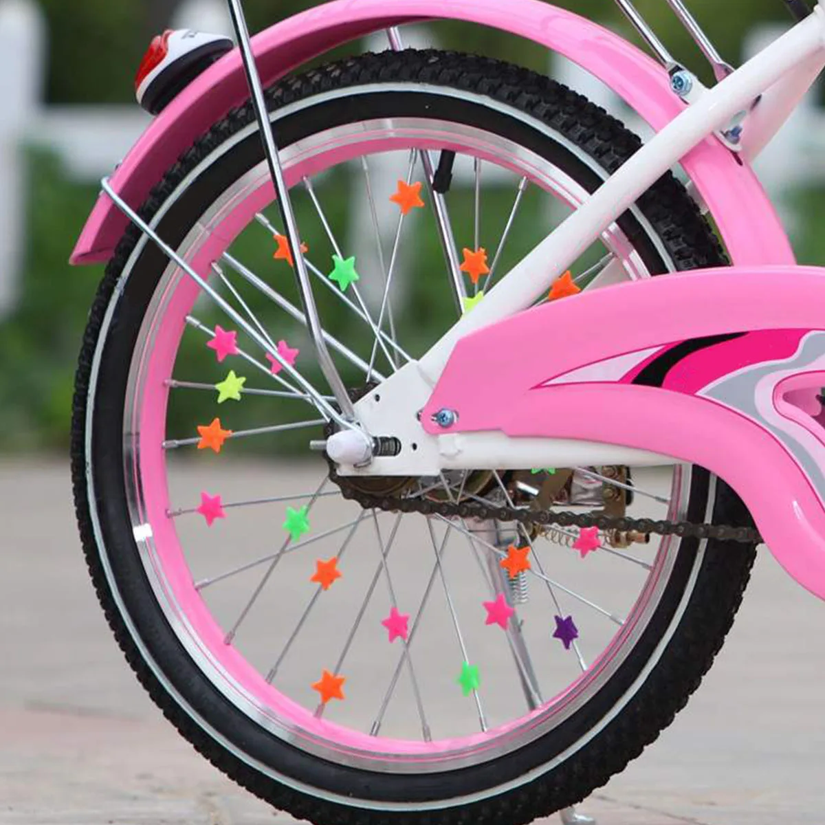 

36Pcs Multi-Color Bike Wheel Spoke Stars Beads Bicycle Decoration Easy Clip on Ornament Multi-Color Wheel Spokes