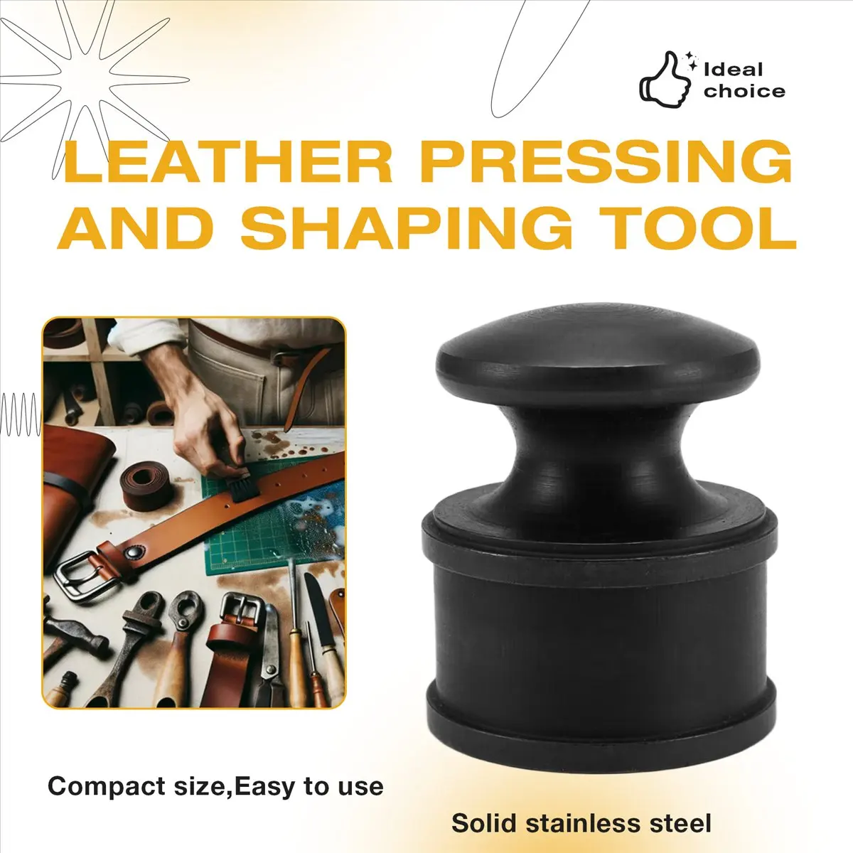 DT81 Stainless Steel Hand Pressed Leather Tool Professional Leather Pressing Tool DIY Leathercraft Accessories