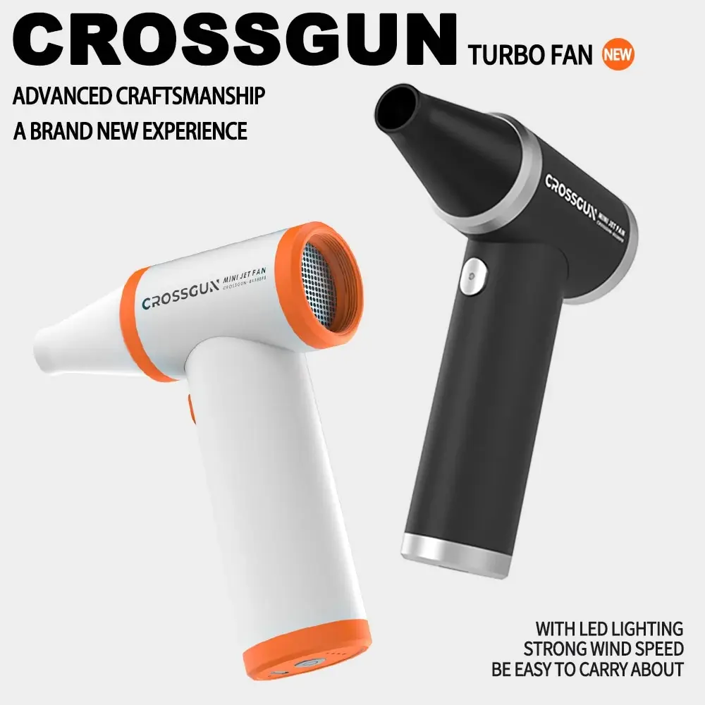 CROSSGUN Mini Jet Turbo Strong Fan Portable Handheld With LED Lighting Jetfan Dust Elimination 99000RPM For Computer Car Table