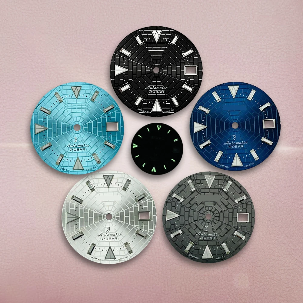 28.5mm NH35 Dial S Logo the Eight Diagrams spider web Dial Suitable For NH35/NH36/7S/4R Movement Green Luminous Watch Accessorie