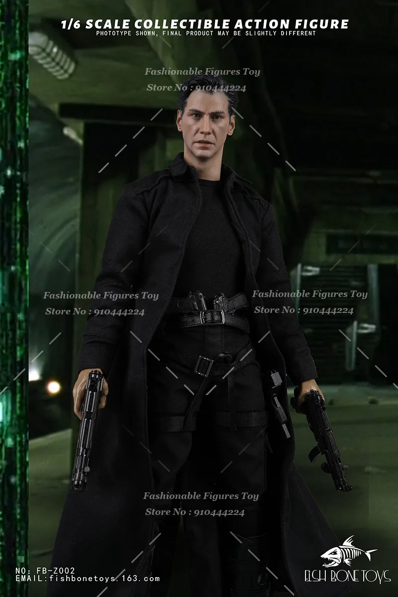 Fish Bonetoys Fb-Z002 1/6 Men Soldier Neo Keanu Reeves Gothic Hacker Engineer Full Set 12 Inches Action Figure Model Toys