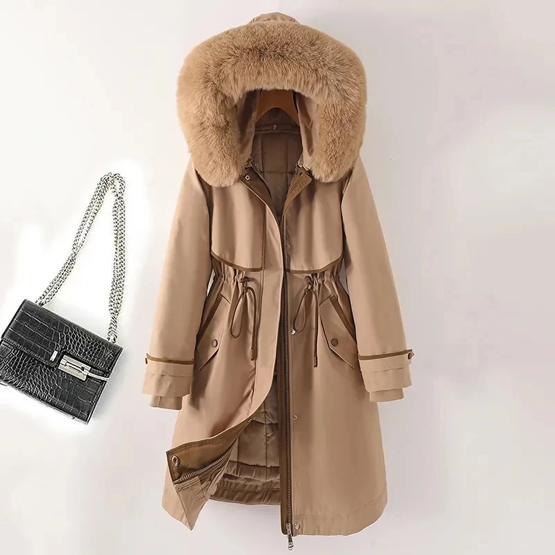 Winter Jackets High End 6XL Womens Jackets 2023 New Thick Warm Quilted Long Parkas Fur Collar Hooded Down Cotton Padded Coat