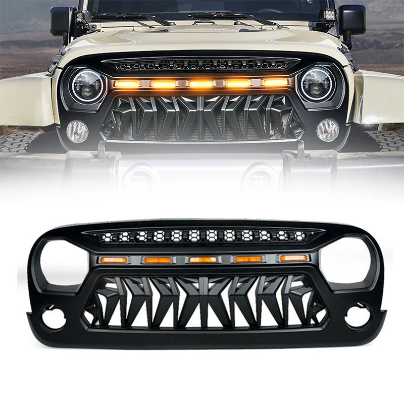 

Modified For Wrangler Grill For Wrangler JK JKU Rubicon Sahara Sport 2007 2008 2009 2010 2012-2017 Racing Grills Bumper Mesh