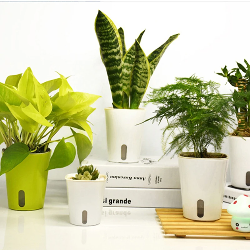 Mini Automatic Self Watering Flower Plants Pot Put In Floor Irrigation For Garden Indoor Home Decoration Gardening Flower Pots