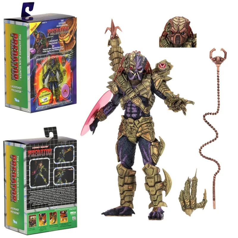 

New The Ultimate Alien Hunter Action Figure Lasershot Predator Removable Mask Detachable Wrist Shield Flexible Grappling Hook