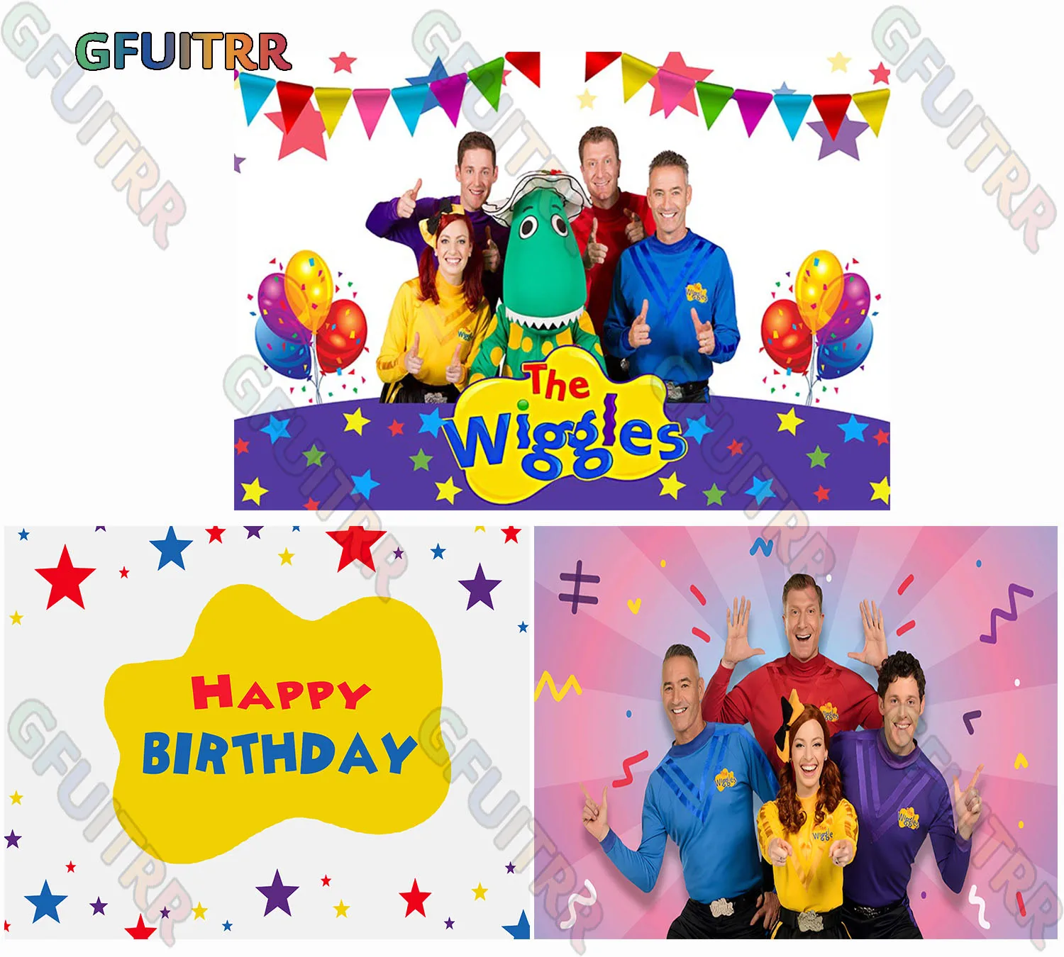 The Wiggles التصوير خلفية عيد ميلاد خلفية الموسيقى الساخنة ستار العلم بالون الفينيل كابينة تصوير تزيين الدعائم