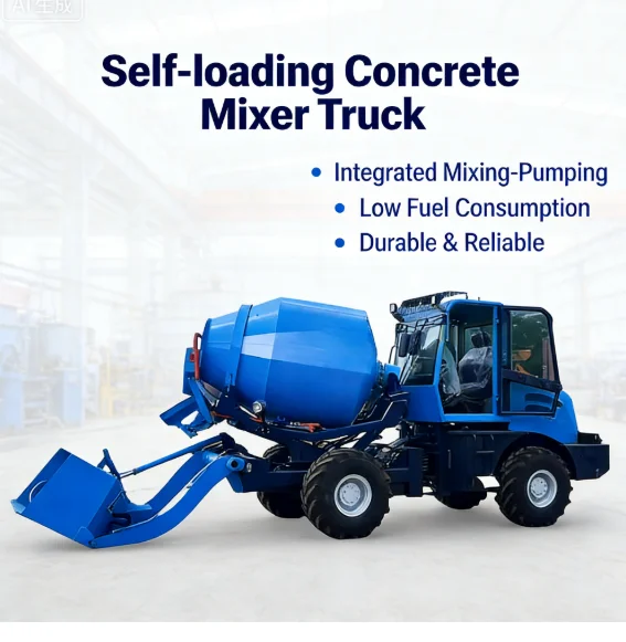 

YG Customized Mini Truck Concrete Mixer 1.2M3 SELF LOADING CONCRETE MIXER TRUCK 3 In 1 Integrited Ready Mix Self Loading Concret