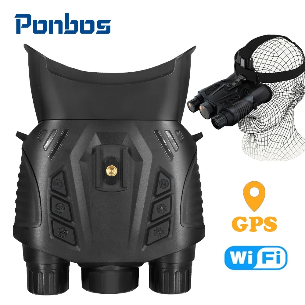 Ponbos DT69 WIFI Infrared Tactical Binocular Telescope Recorder 2.5K HD Head-mounted Full Color Night Vision for Hunting Camping